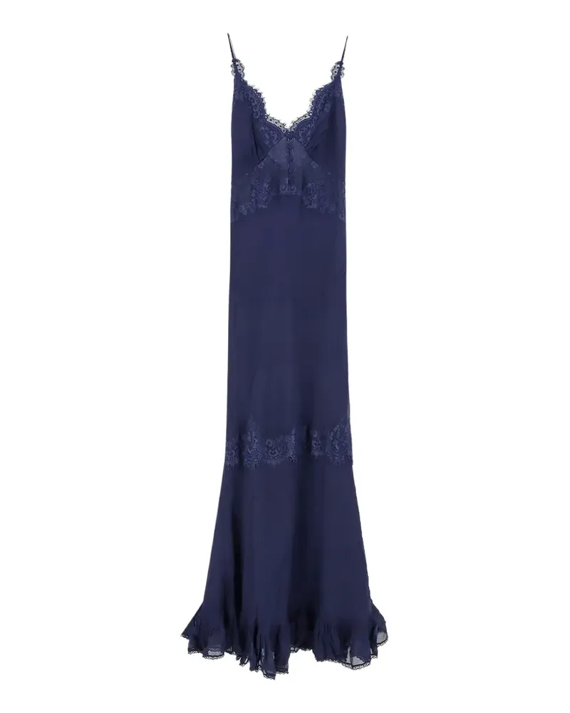 Self-Portrait lace-detail ruffled maxi dress - Blau Blau