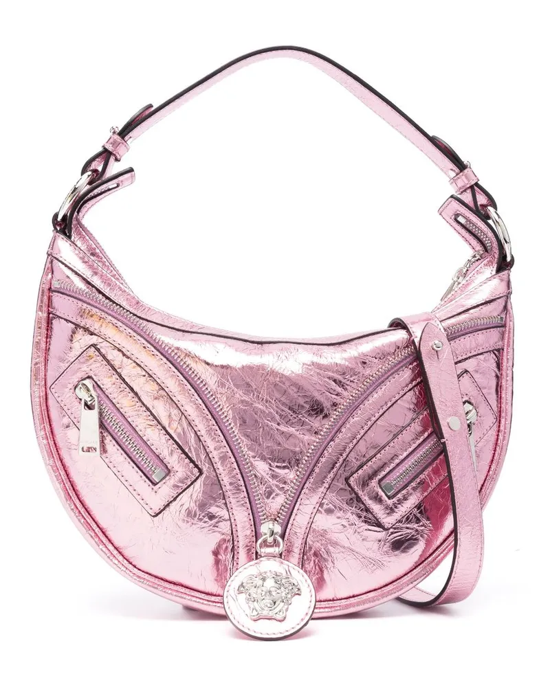 Versace small Repeat metallic-effect shoulder bag - Rosa Rosa
