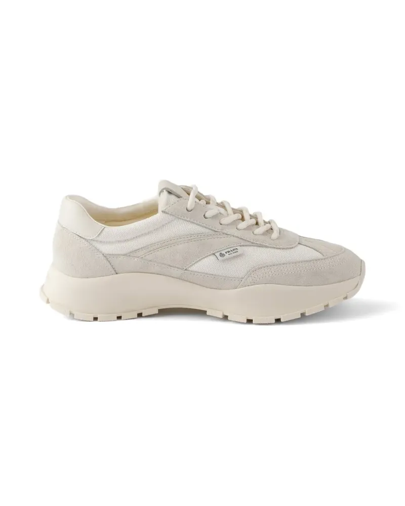Prada mesh fabric and suede sneakers - Nude Nude