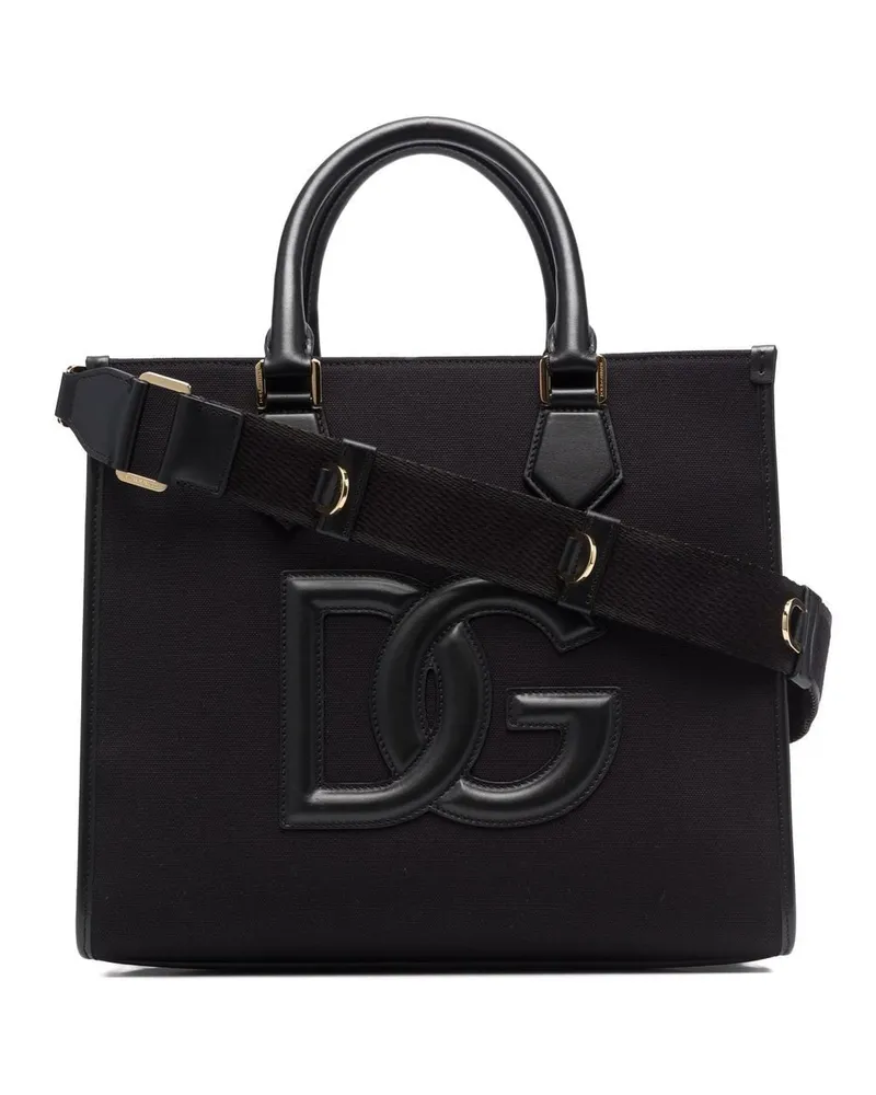 Dolce & Gabbana Shopper mit Logo-Patch - Schwarz Schwarz