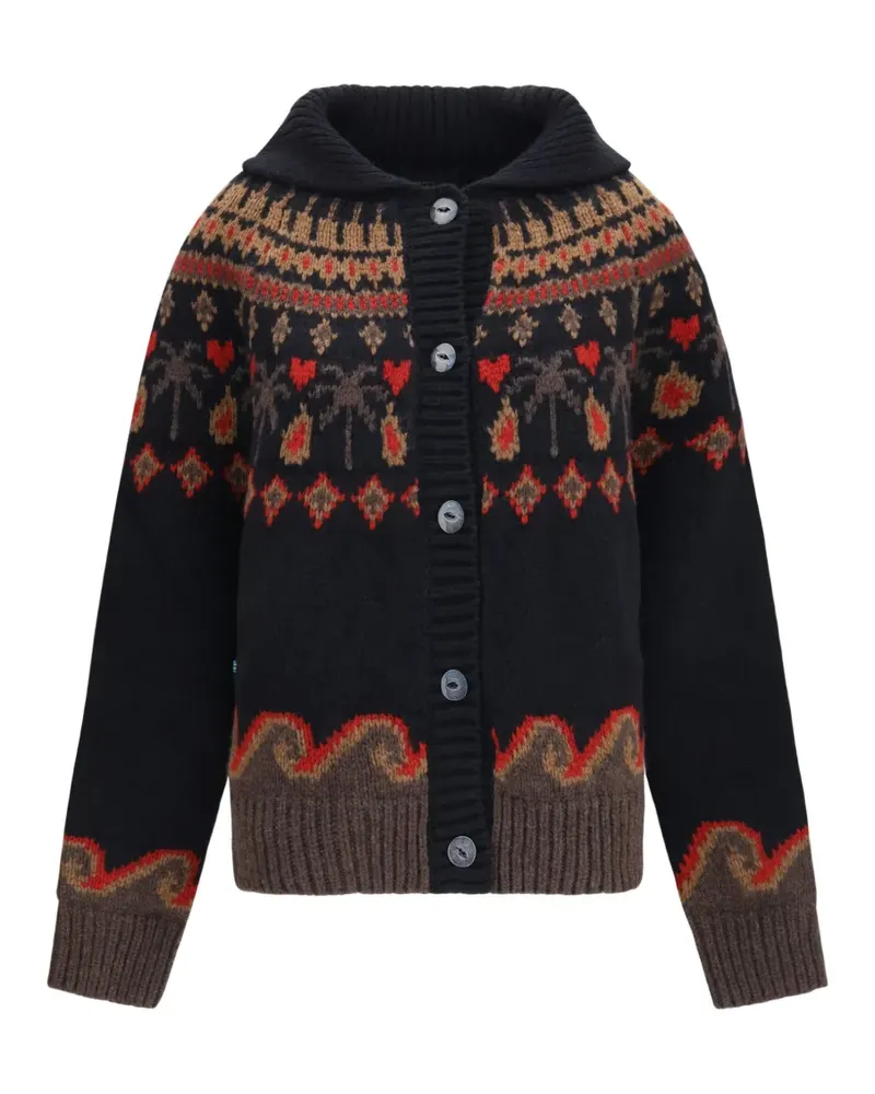 Alanui fair isle-pattern wool cardigan - Schwarz Schwarz