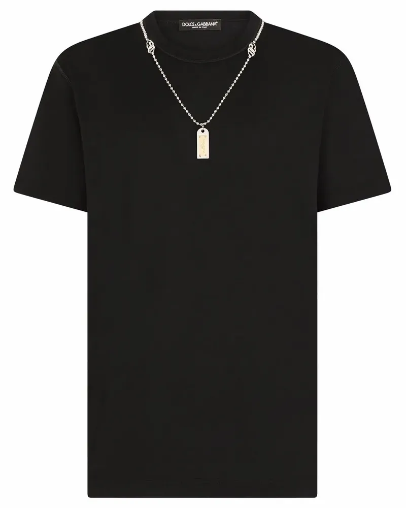 Dolce & Gabbana T-Shirt mit Erkennungsmarke - Schwarz Schwarz