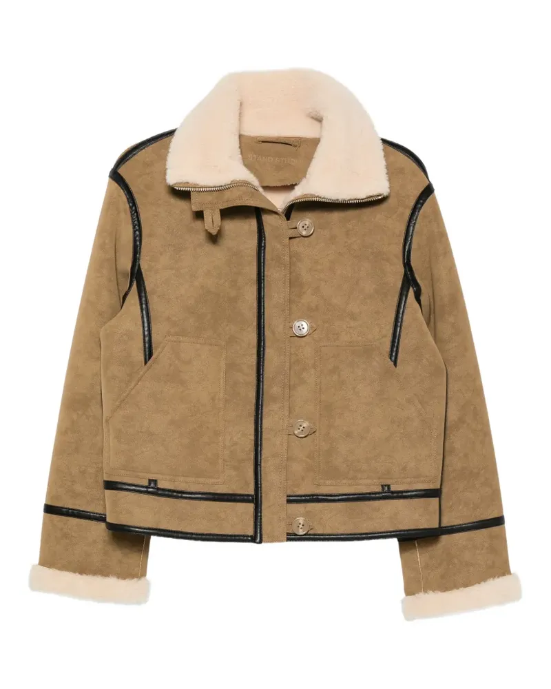 STAND Dara Jacke mit Shearling-Kragen - Nude Nude