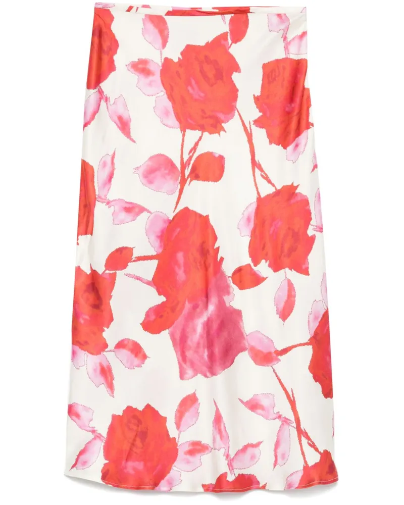 Blumarine Midirock mit Blumen-Print - Nude Nude