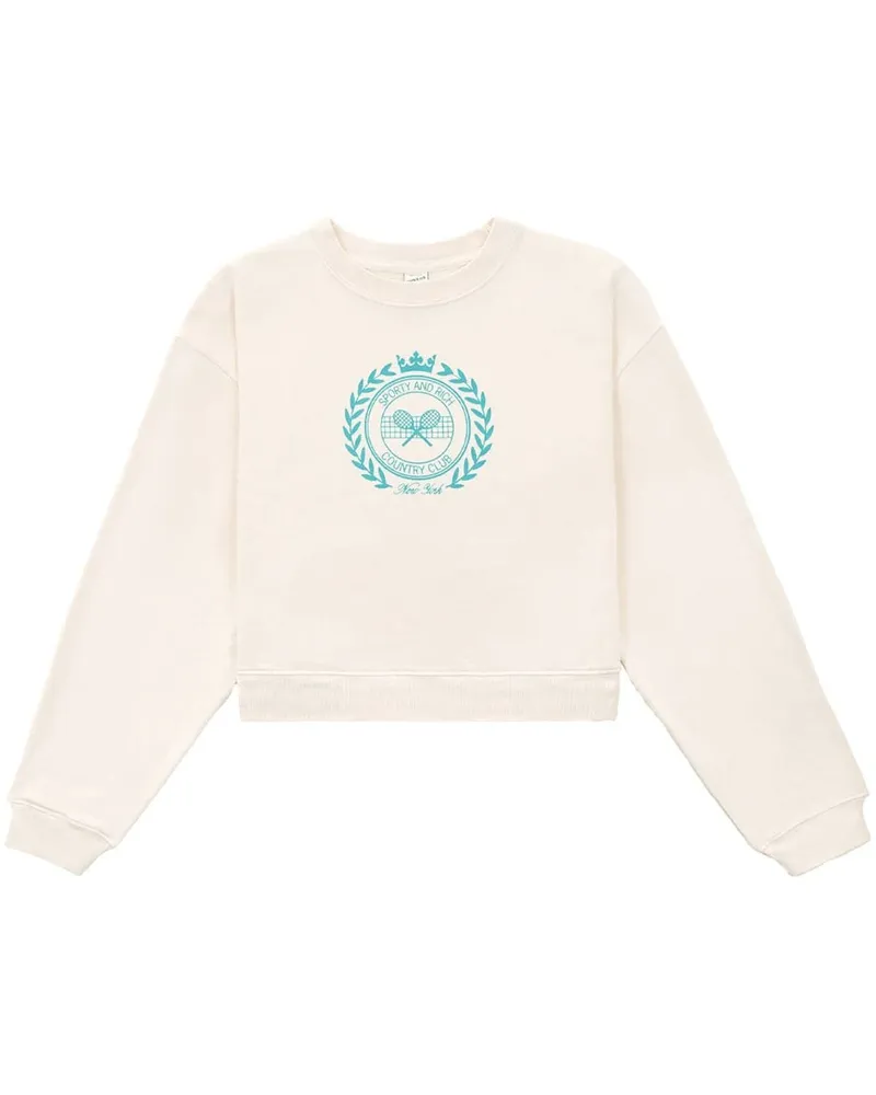 SPORTY & RICH Cropped-Sweatshirt mit Logo-Print - Weiß Weiß