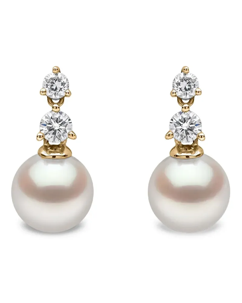 YOKO London 18K yellow gold akoya pearl and diamond earrings Gold