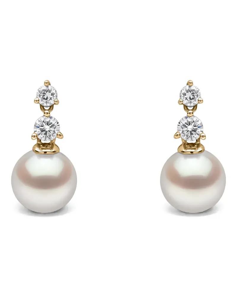 YOKO London 18kt Gelbgoldohrringe mit Akoya-Perlen und Diamanten Gold