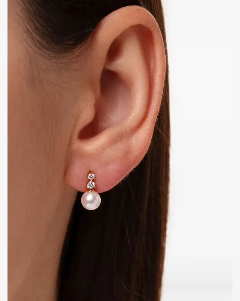 YOKO London 18K yellow gold akoya pearl and diamond earrings Gold