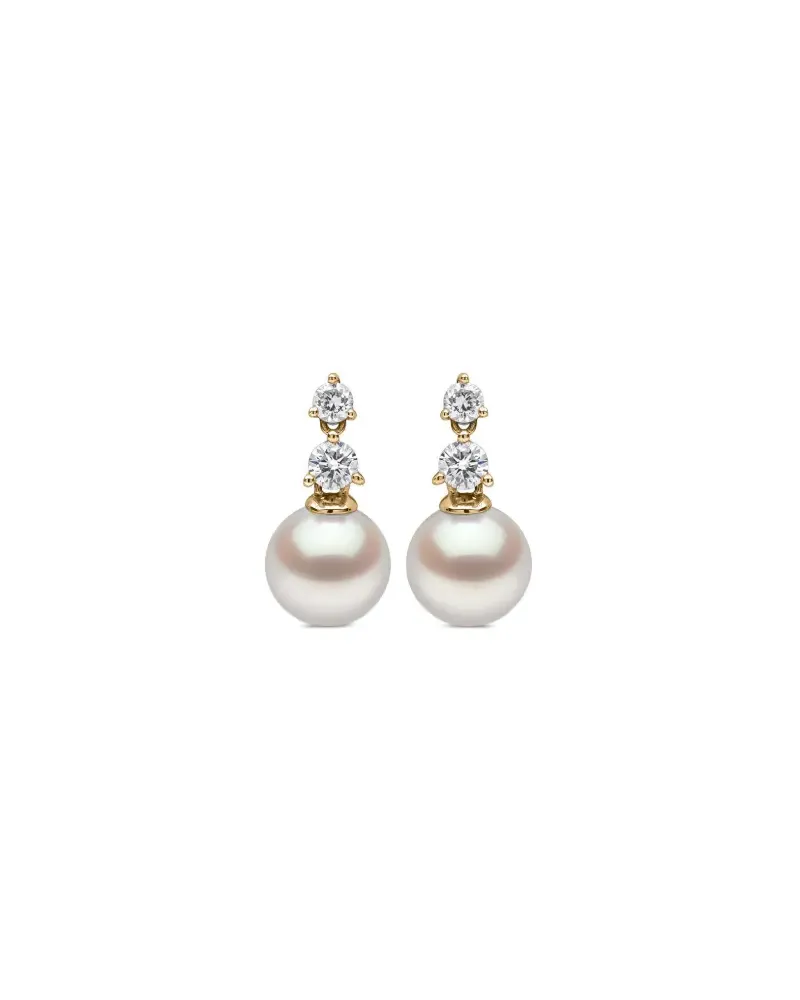 YOKO London 18kt Gelbgoldohrringe mit Akoya-Perlen und Diamanten Gold