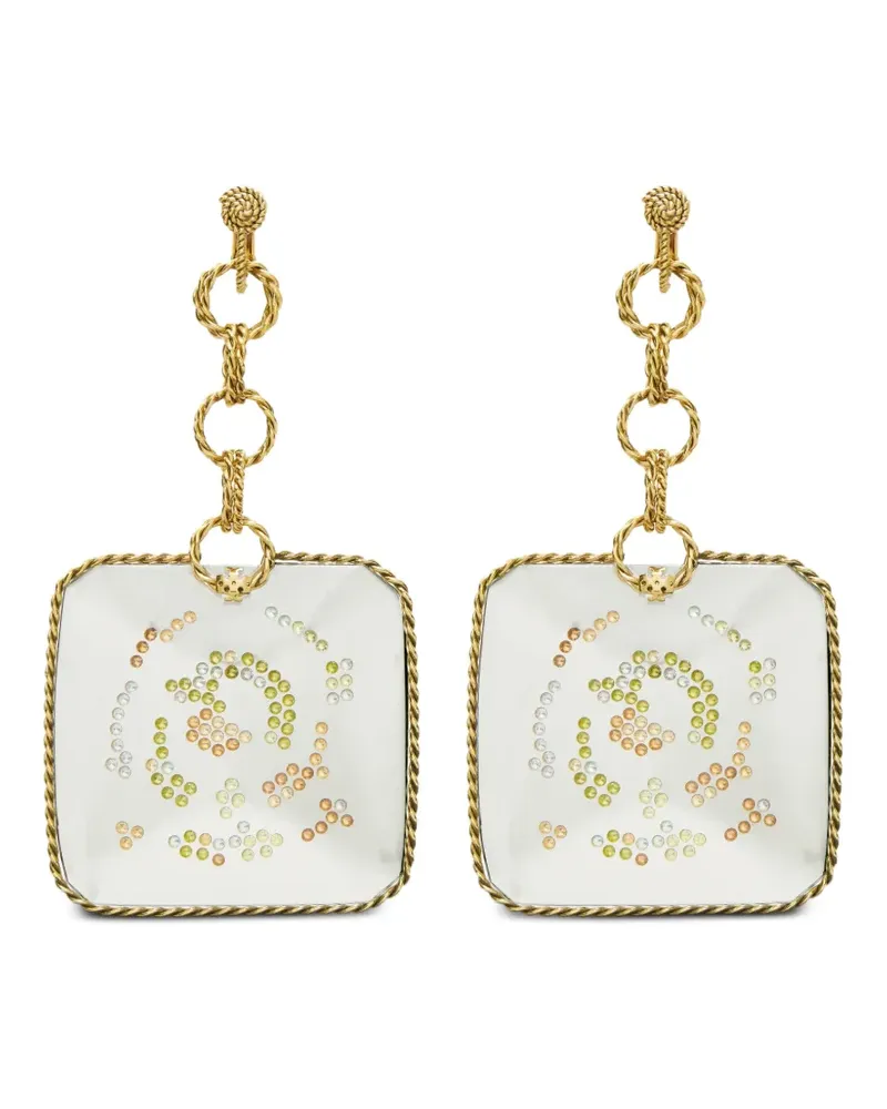 Tory Burch Runway Hängeohrringe mit eckigem Wirbel - Gold Gold