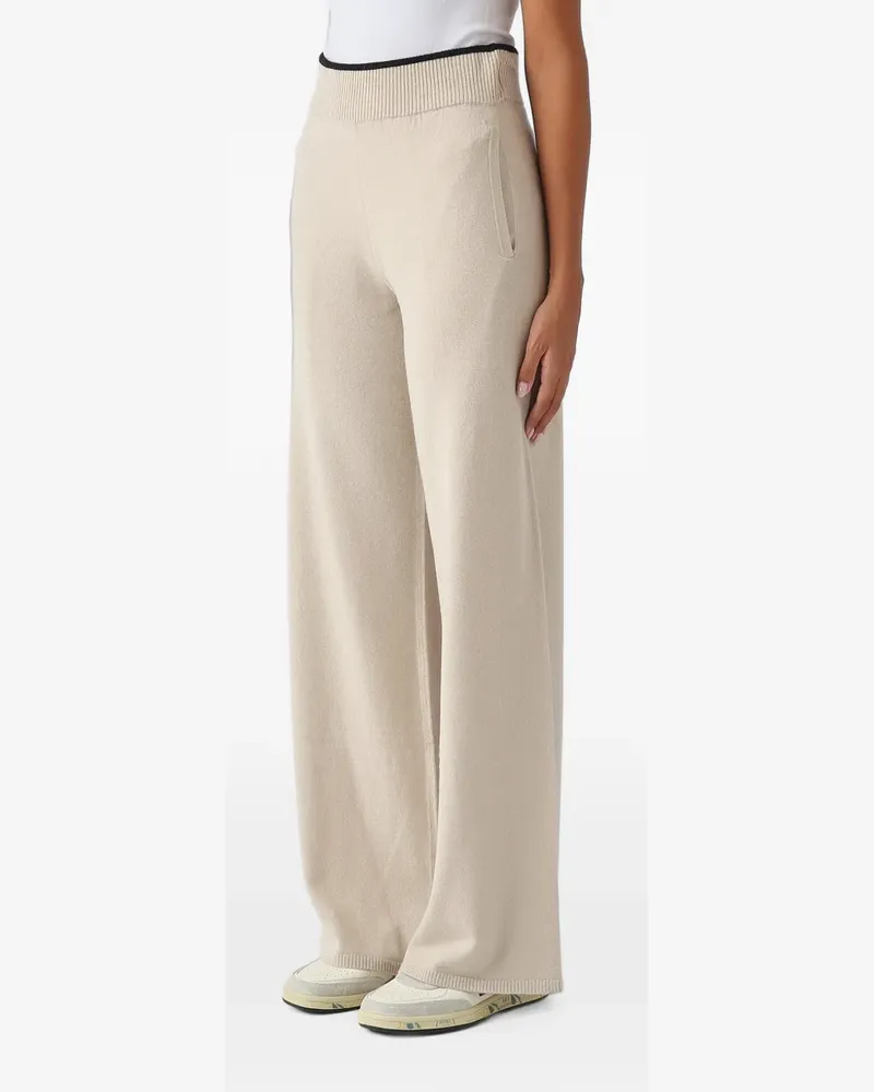 Pinko Siviglia ribbed-waistband wide-leg trousers - Nude Nude