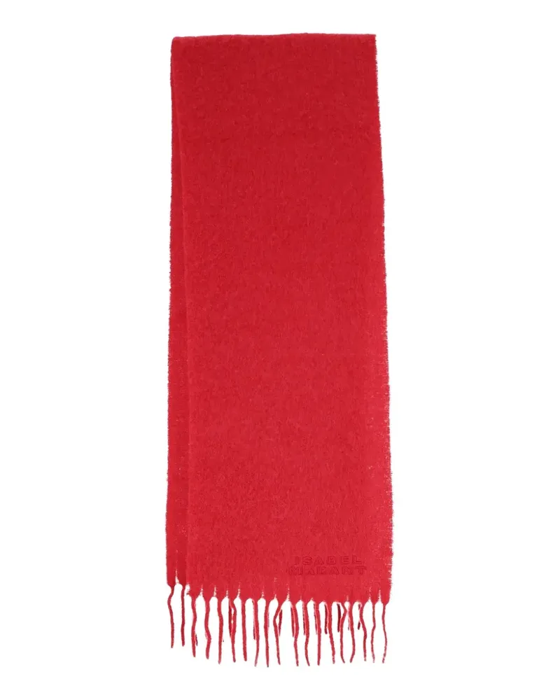 Isabel Marant Firny Schal mit Logo-Stickerei und Fransen - Rot Rot