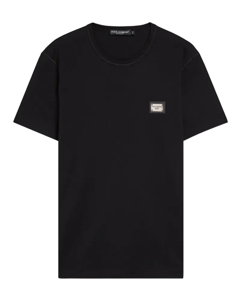 Dolce & Gabbana T-Shirt mit Logo-Applikation - Schwarz Schwarz