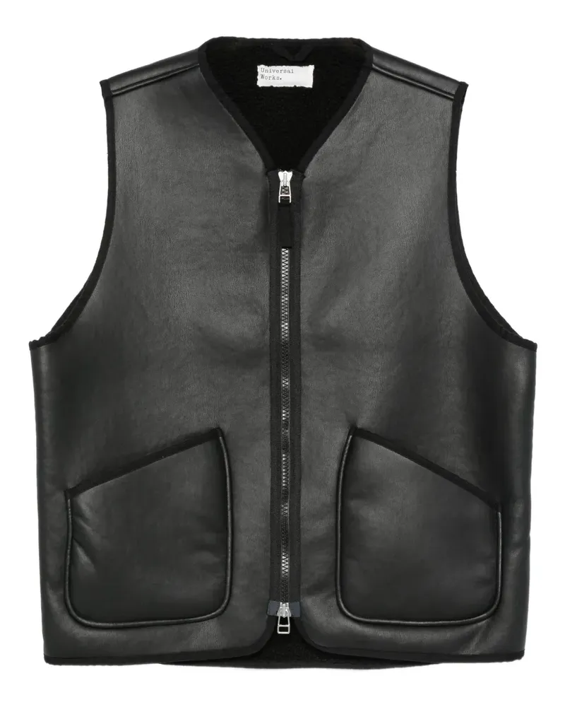 Universal Works zip-front pocket vest - Schwarz Schwarz