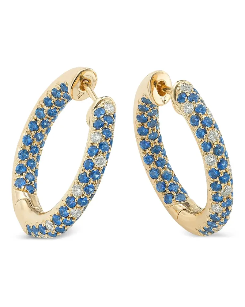 Robinson Pelham Disco Sister blaue Creolen mit Saphir und Diamanten - Gold Gold