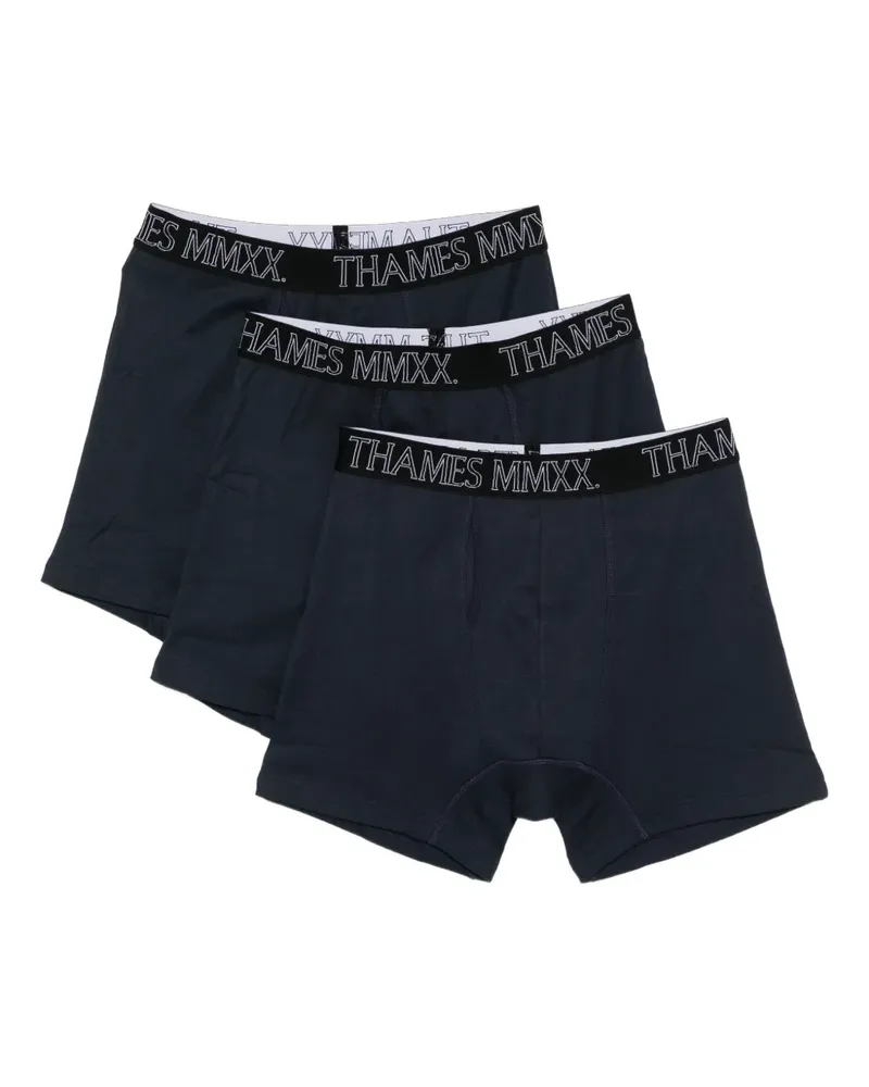 Thames MMXX. logo-waistband boxers (set of three) - Blau Blau