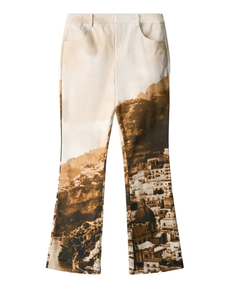 STAUD Andie Hose mit Landschafts-Print - Braun Braun