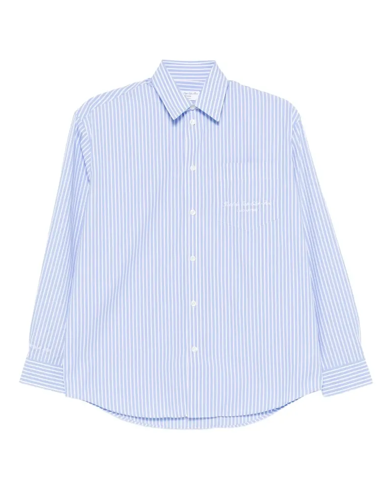 SPORTY & RICH Gestreiftes Hemd mit Stickerei - Blau Blau