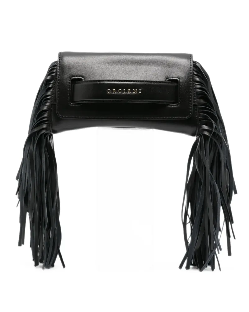 Orciani fringed leather clutch bag - Schwarz Schwarz
