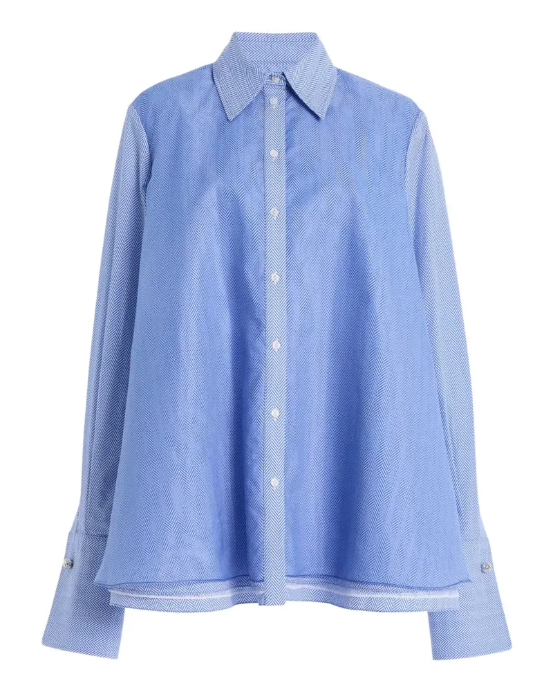 Brandon Maxwell Vaughn layered herringbone shirt - Blau Blau