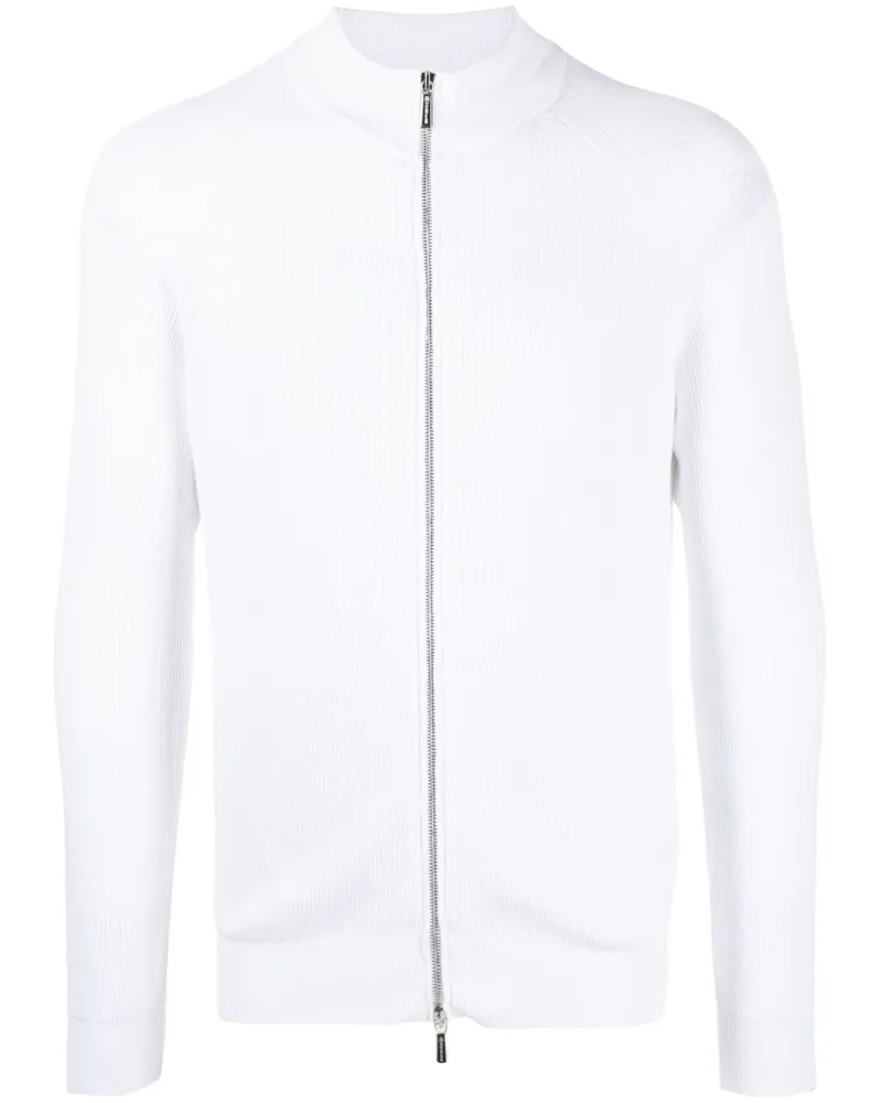 MOORER Gerippte Sweatshirtjacke - Weiß Weiß
