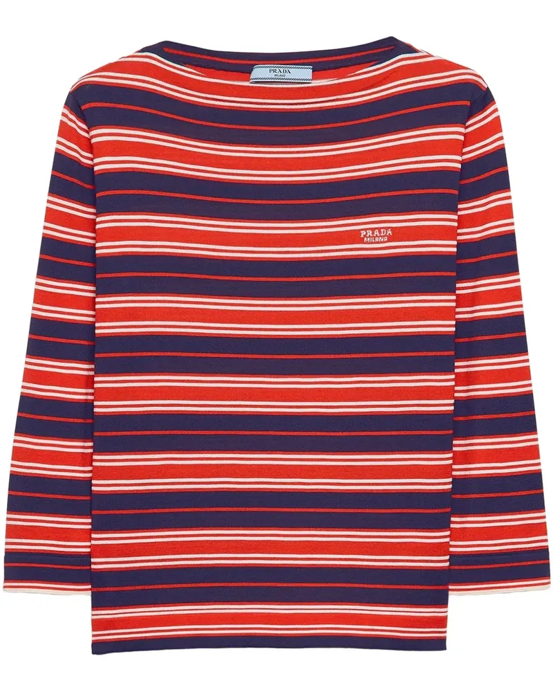 Prada Gestreiftes T-Shirt - Rot Rot