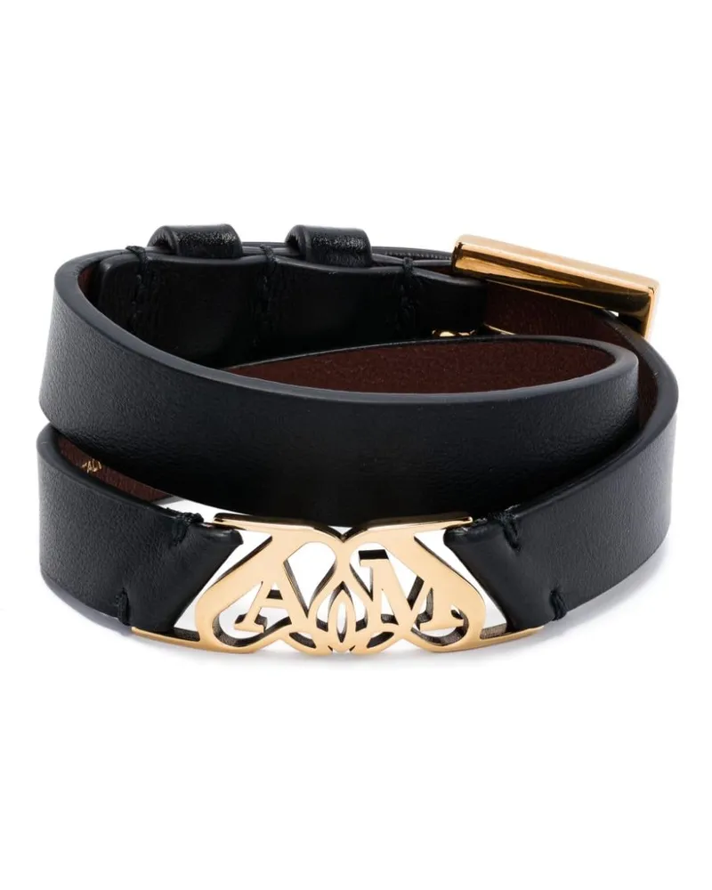 Alexander McQueen Seal Armband aus Leder - Schwarz Schwarz