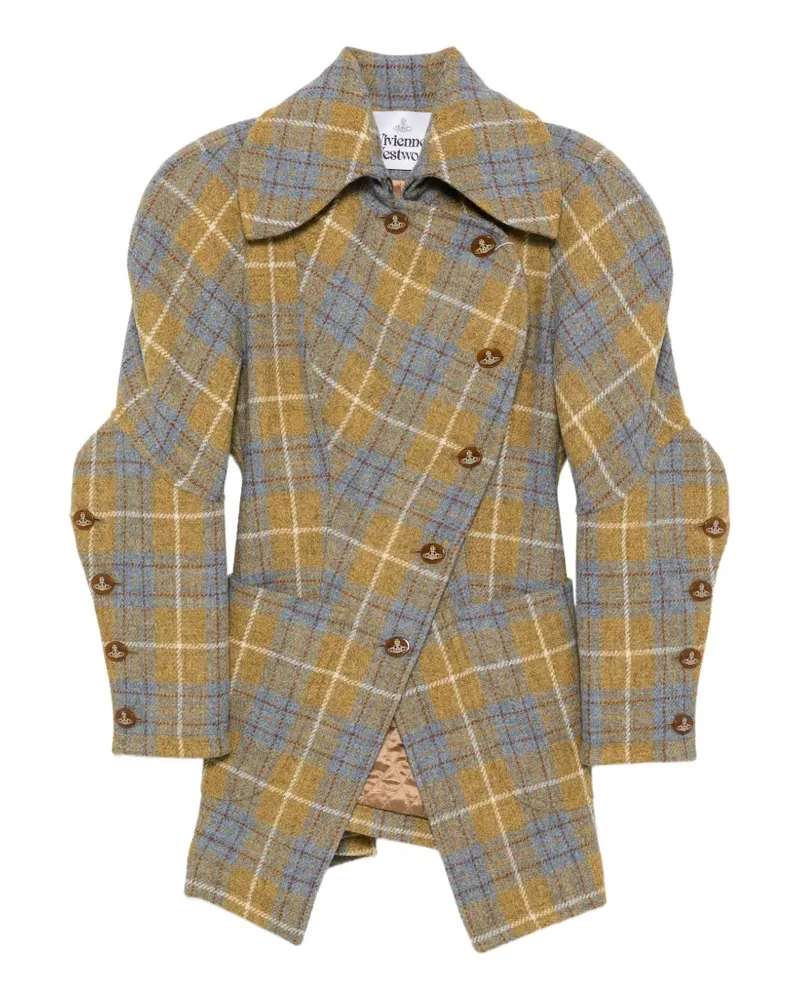 Vivienne Westwood Asymmetrischer Gale Mantel mit Karomuster - Gelb Gelb