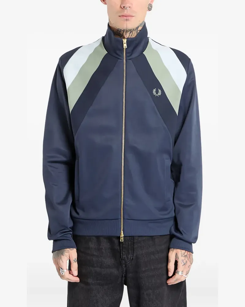 Fred Perry Gestreifte Sweatshirtjacke - Blau Blau