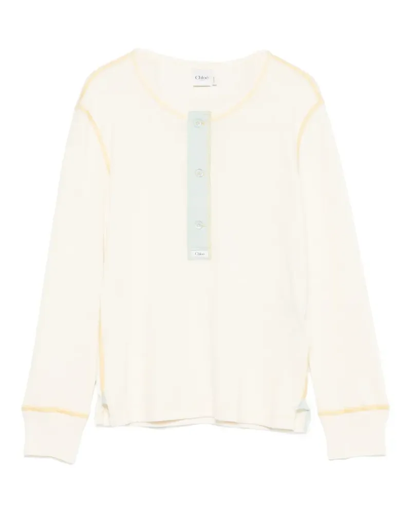 Chloé Geripptes Flatlock-Top - Nude Nude