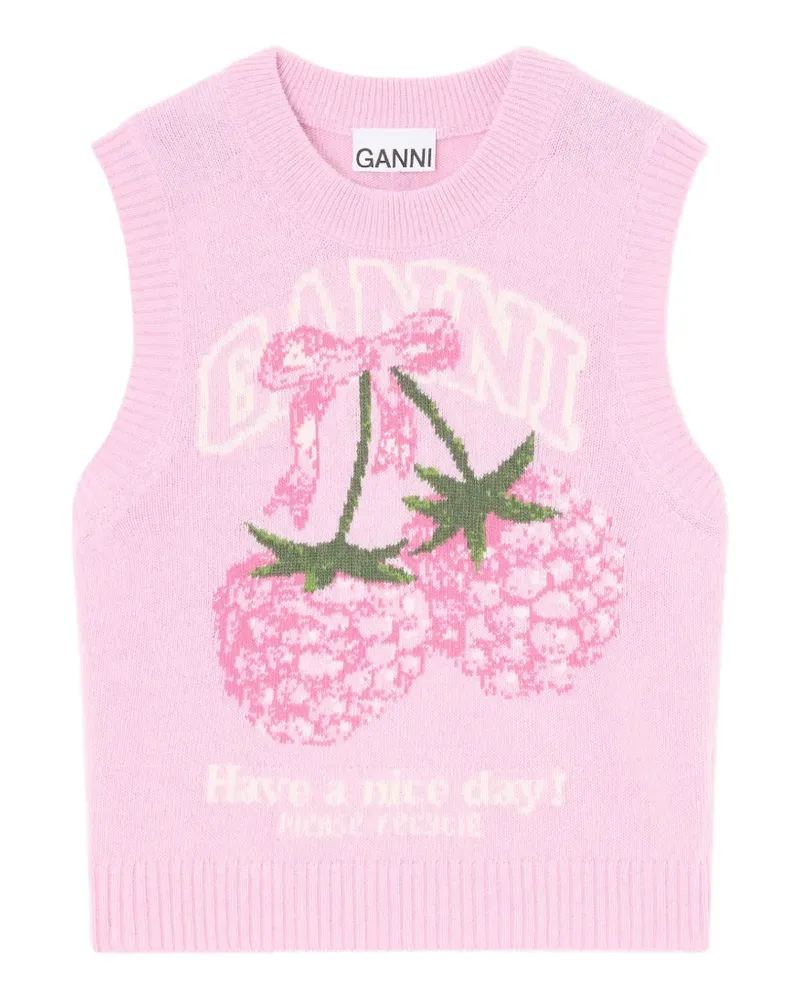 Ganni Pullunder mit grafischem Print - Rosa Rosa