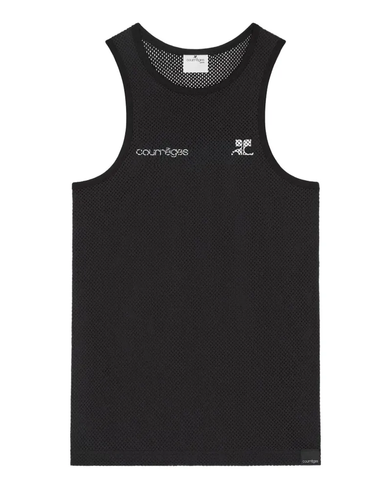 Courrèges Mesh-Weste mit Logo - Schwarz Schwarz