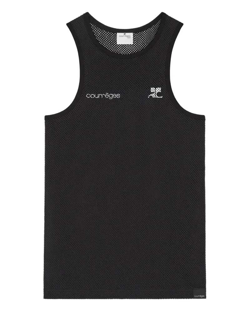 Courrèges Mesh-Weste mit Logo - Schwarz Schwarz