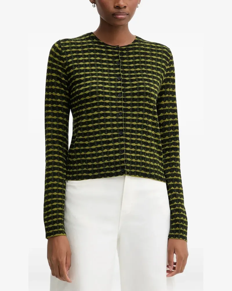 Benetton geometric-pattern button-front cardigan - Grün Grün