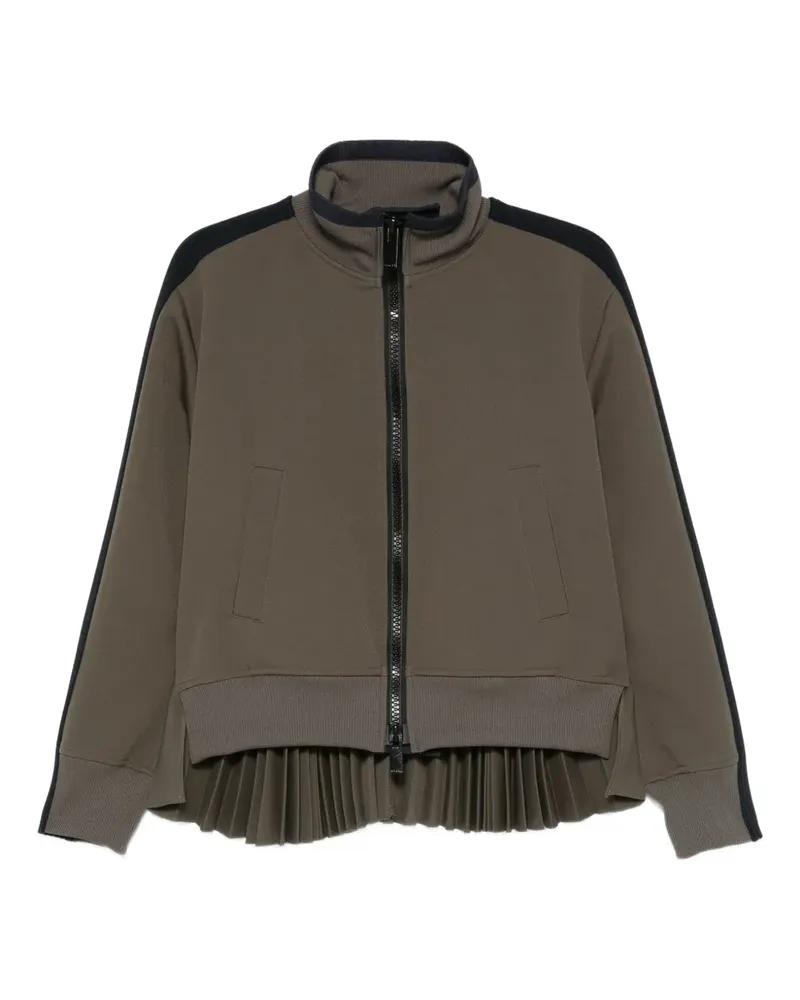 Sacai pleated-back zip-front jacket - Grün Grün