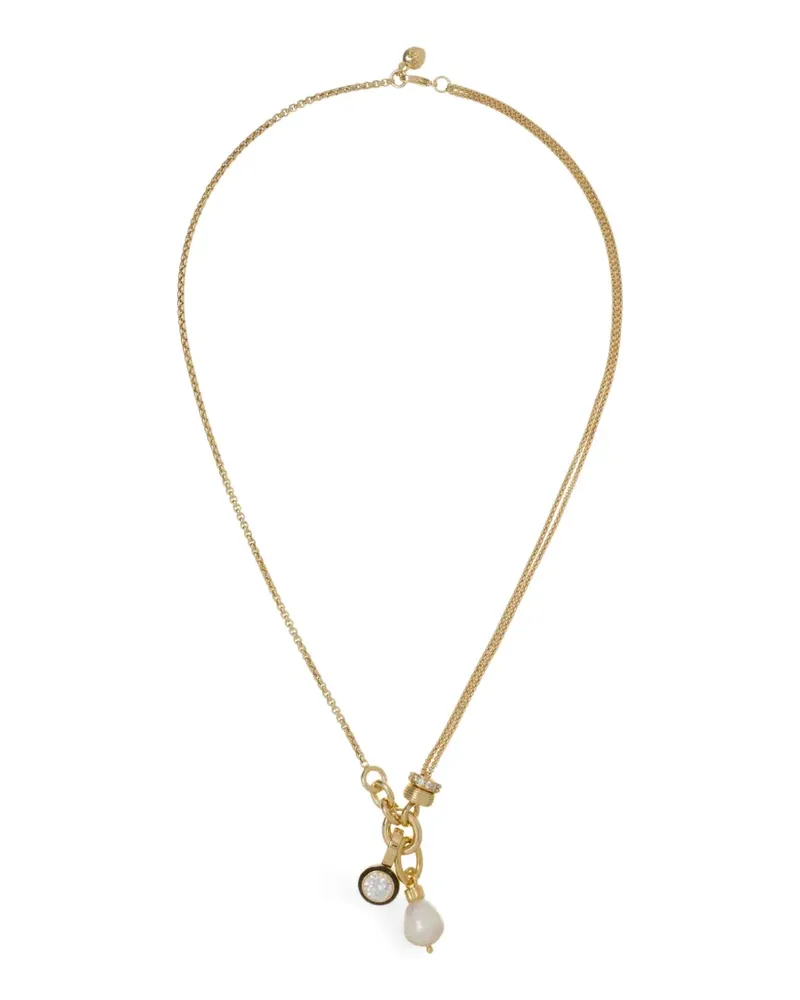 Roxanne Assoulin Double Drop cubic zirconia necklace - Gold Gold