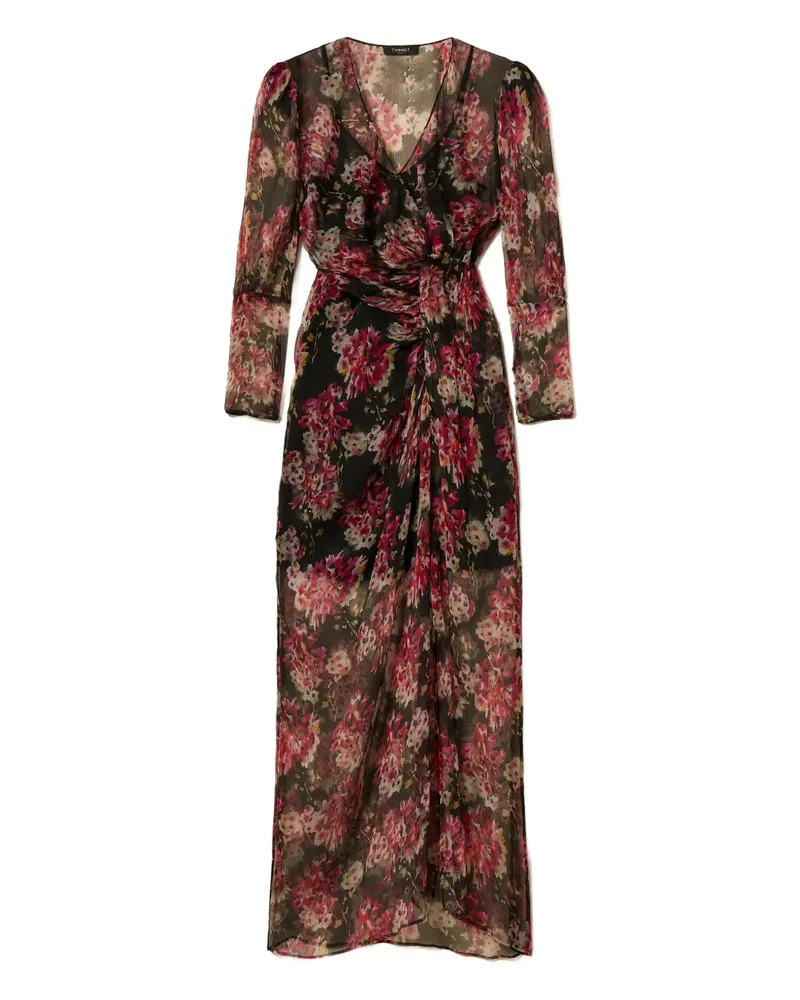 Twin-Set Maxikleid mit Blumen-Print - Rot Rot