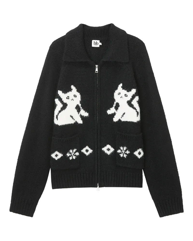 b+ab Cardigan mit Reißverschluss - Schwarz Schwarz