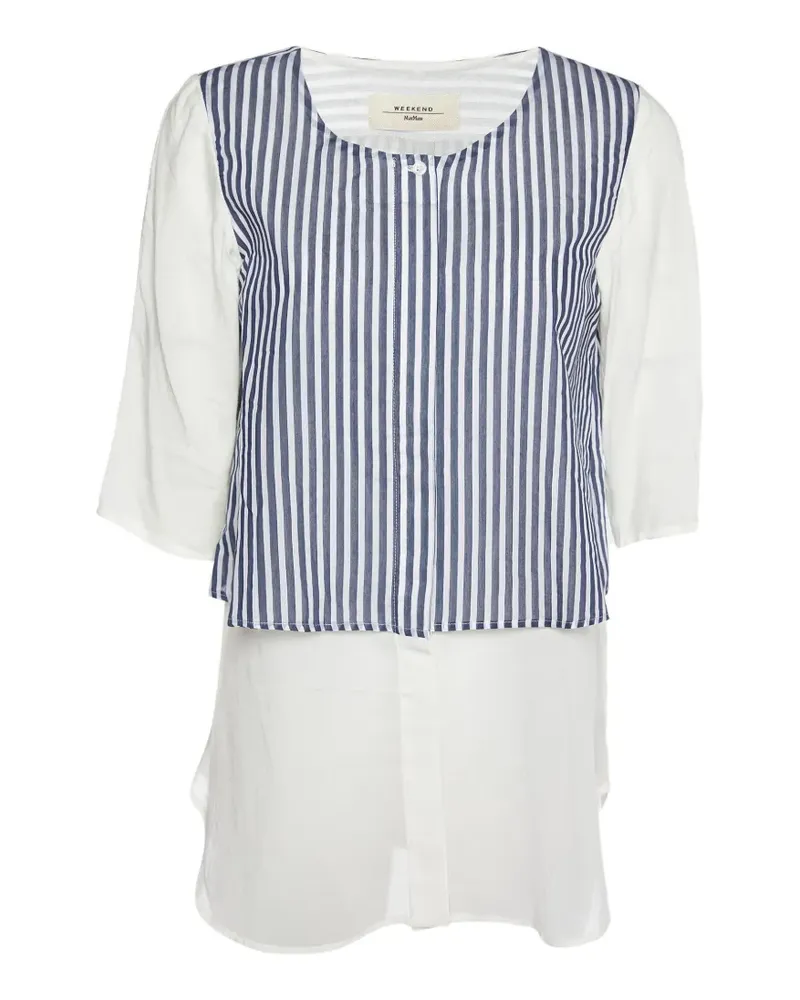 Max Mara Gestreiftes Hemd mit Overlay - Weiß Weiß