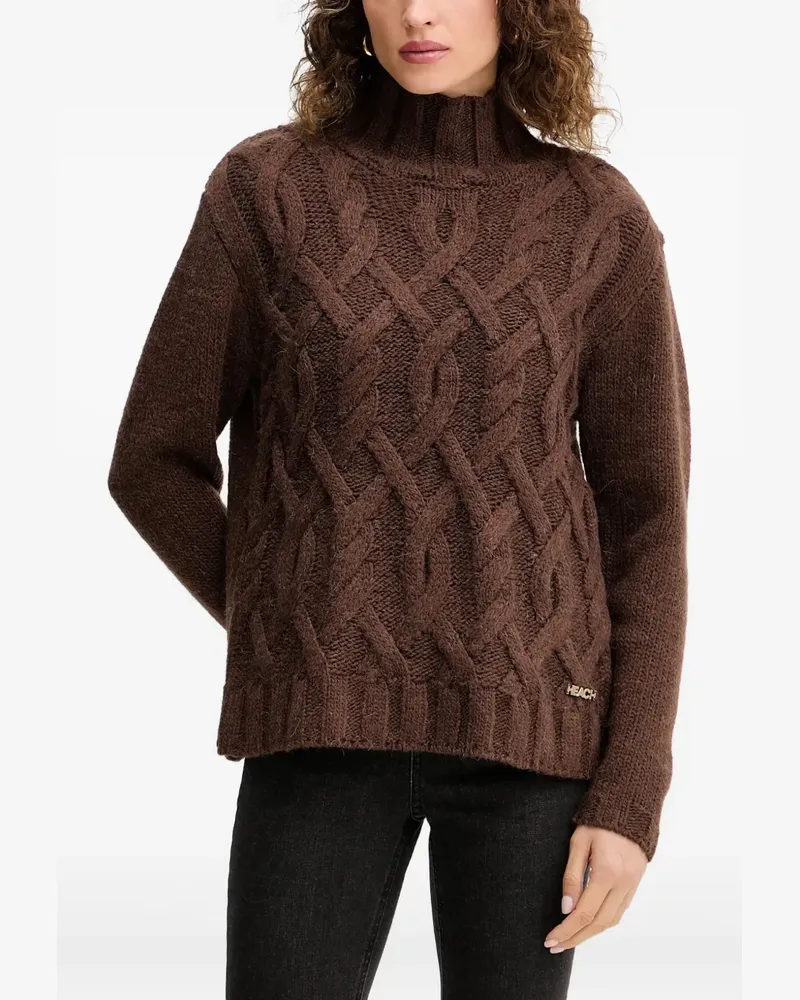 Silvian Heach Rollkragenpullover mit Zopfmuster - Braun Braun