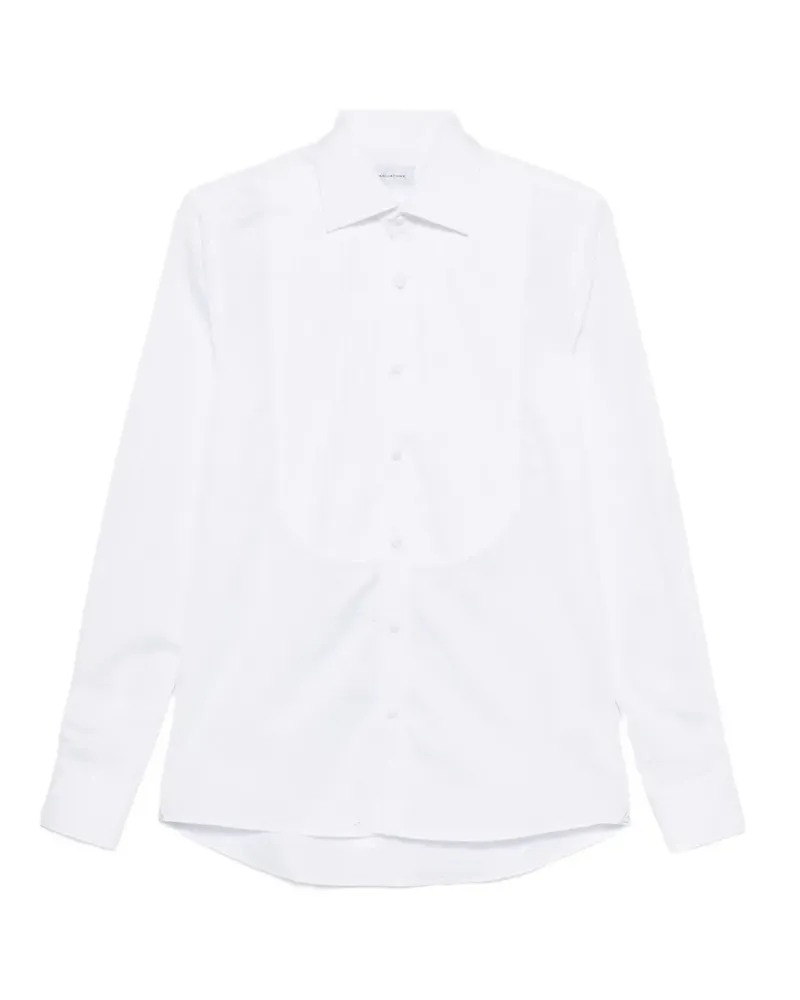 Tagliatore pleated-bib cotton shirt - Weiß Weiß