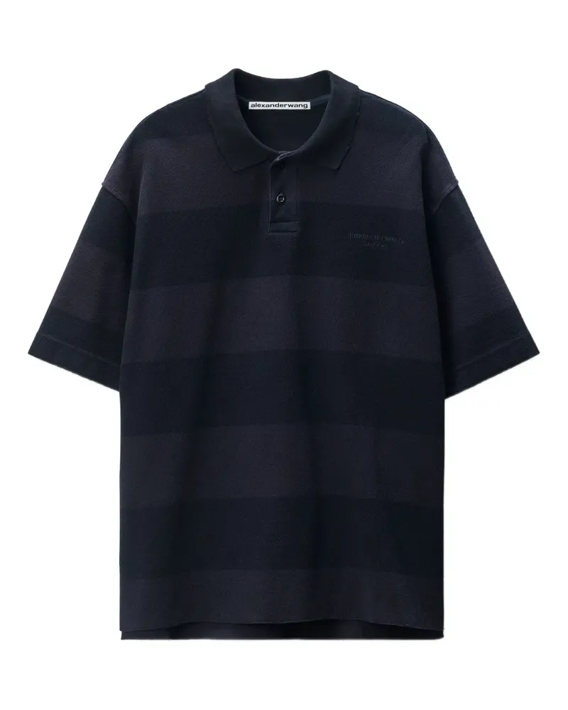 Alexander Wang Gestreiftes Marina Piqué-Poloshirt - Schwarz Schwarz