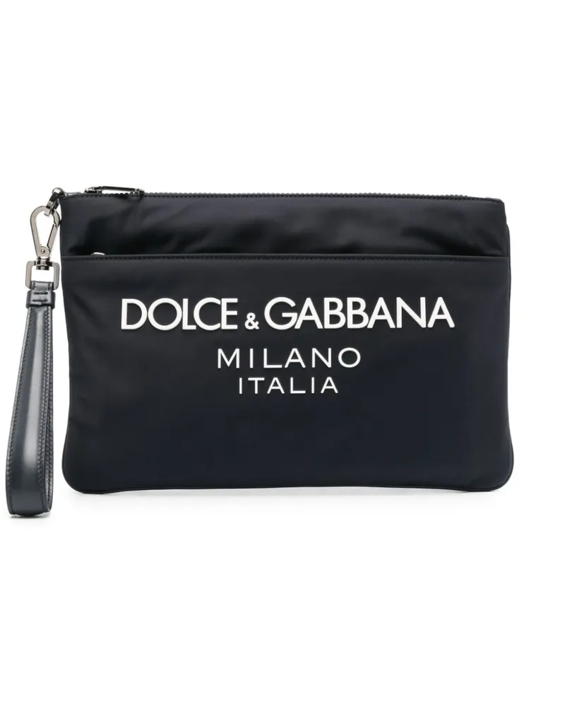 Dolce & Gabbana Clutch mit Logo-Applikation - Blau Blau