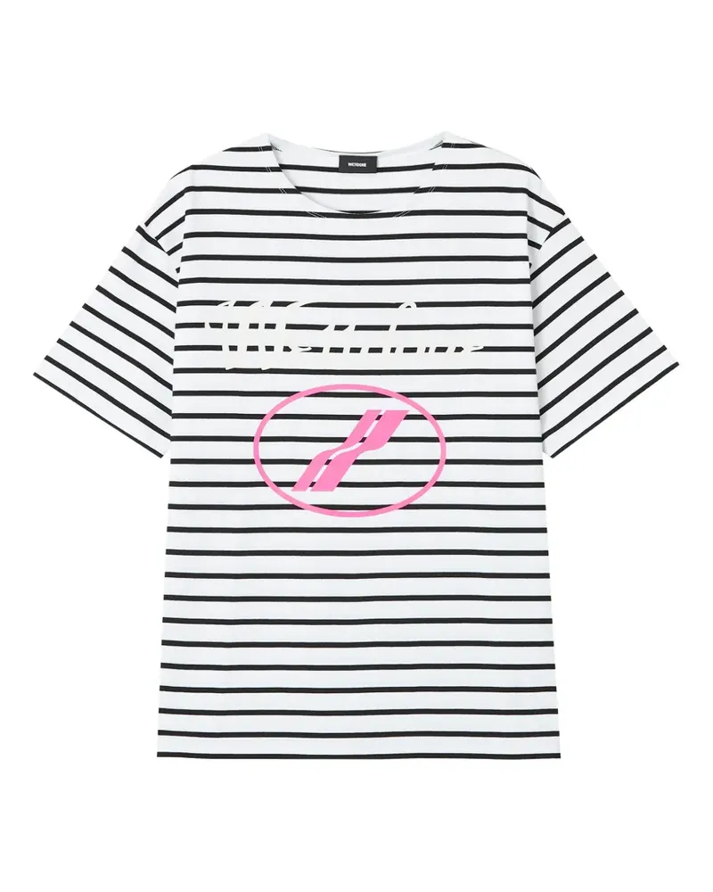 WE 11 DONE logo-print striped T-shirt - Weiß Weiß
