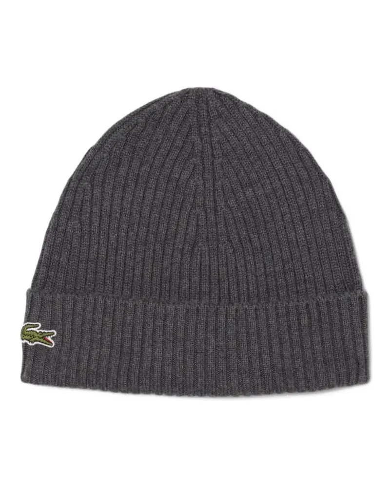 Lacoste Gerippte Beanie - Grau Grau