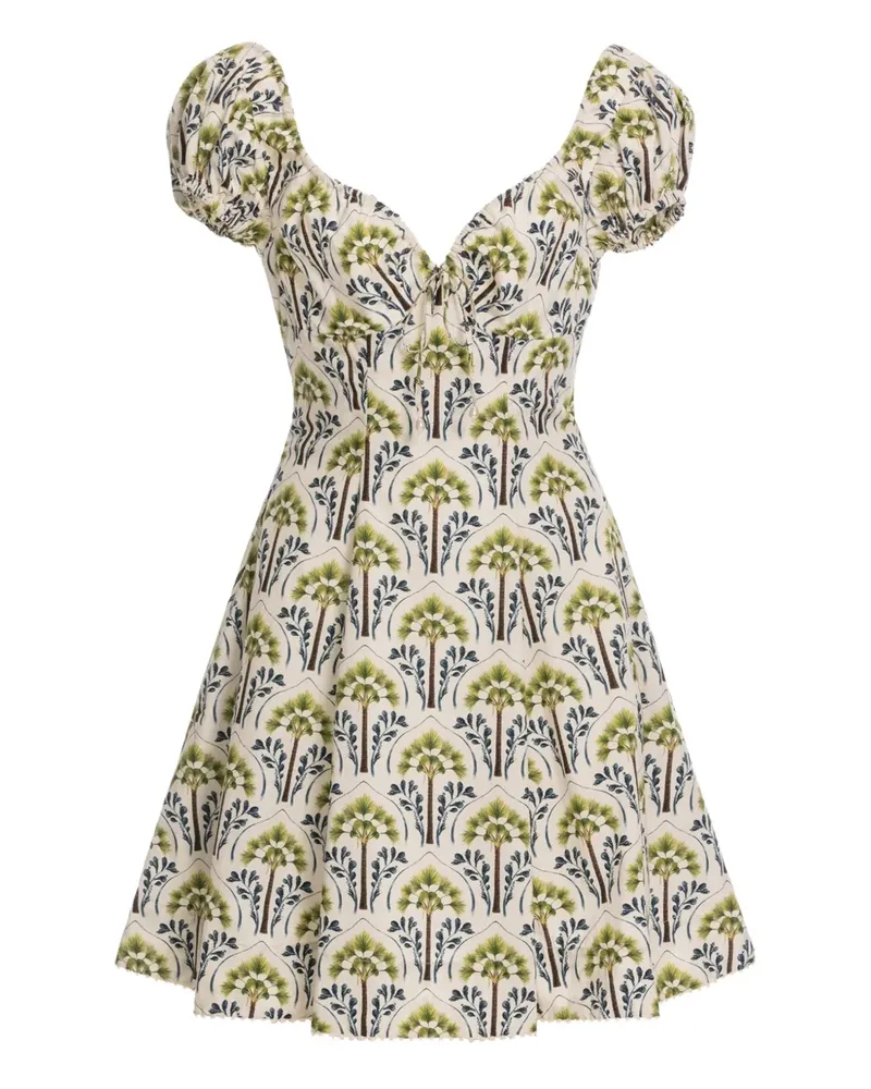 AGUA BENDITA Mati Moriche Kleid mit Palmen-Print - Weiß Weiß
