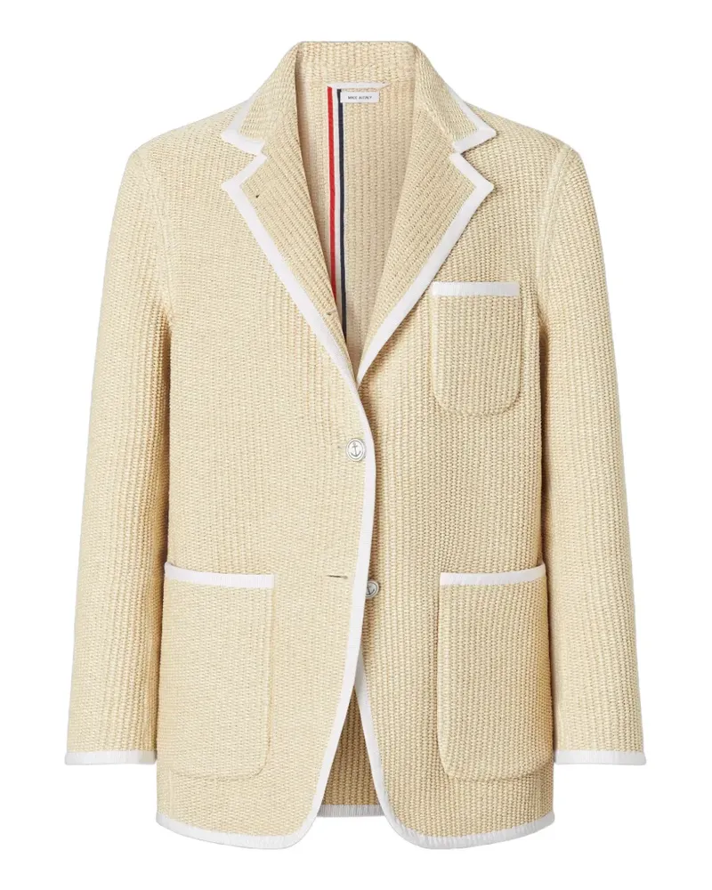 Thom Browne Gestreifter Blazer mit Raffiabast-Effekt - Nude Nude