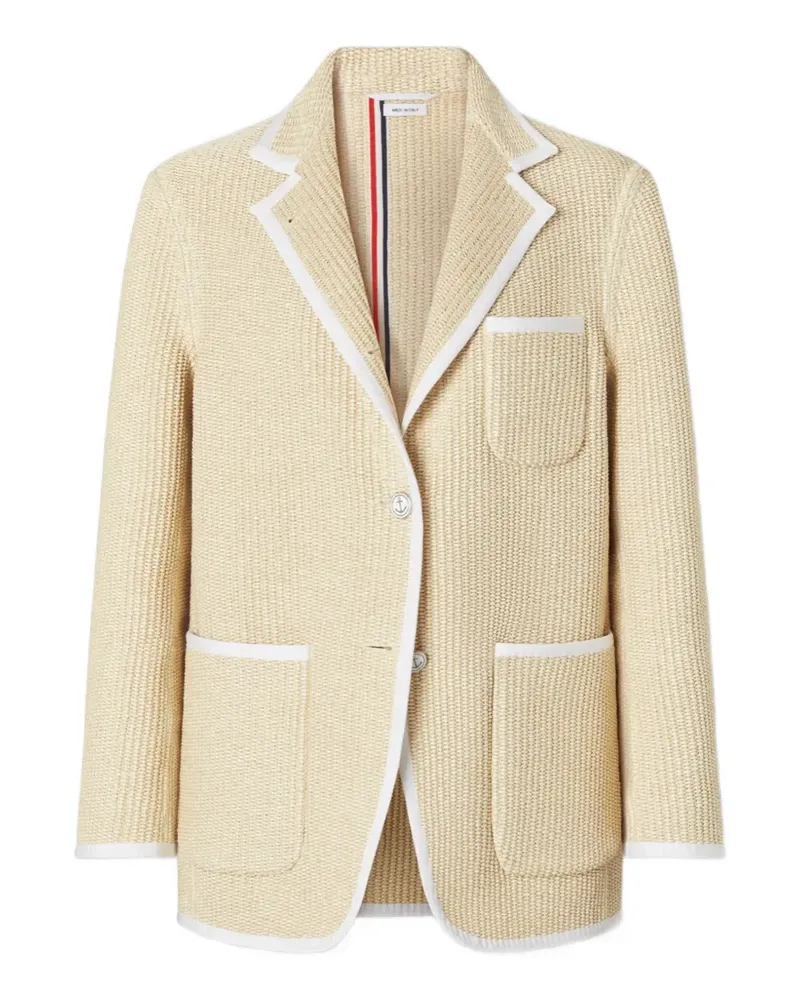 Thom Browne Gestreifter Blazer mit Raffiabast-Effekt - Nude Nude