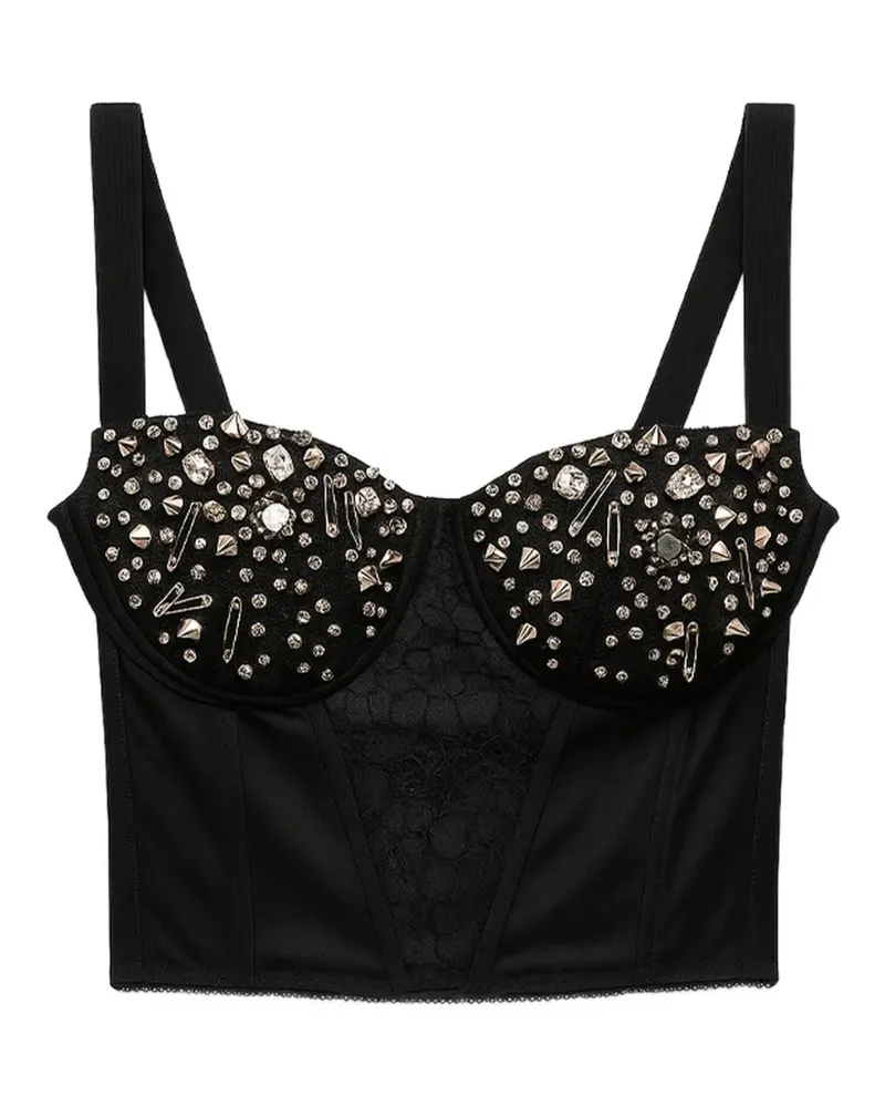 John Richmond Bustier-Top mit Nieten - Schwarz Schwarz