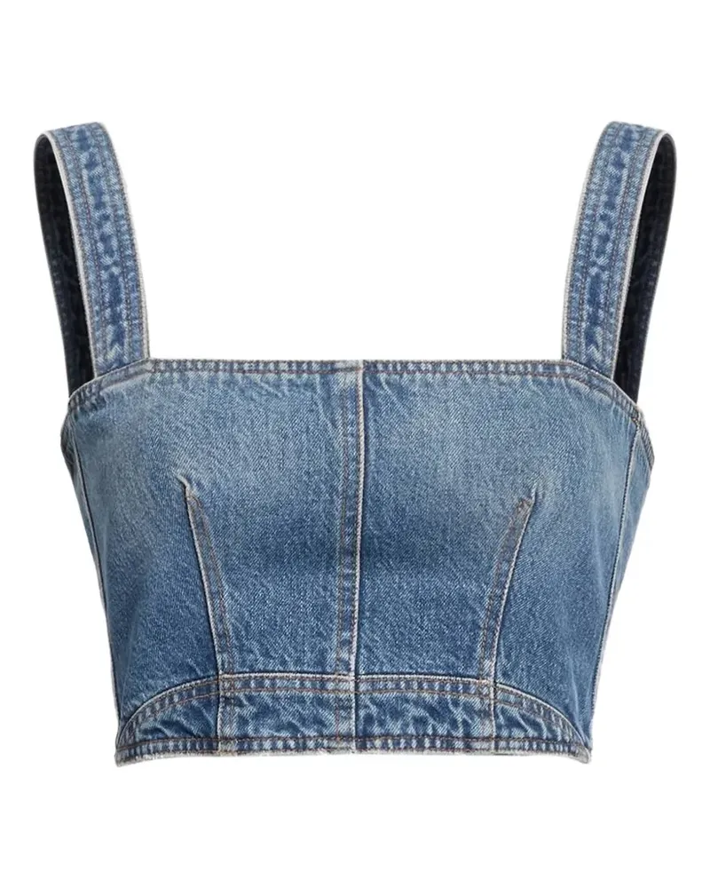 Elie Saab Cropped-Oberteil aus Denim - Blau Blau